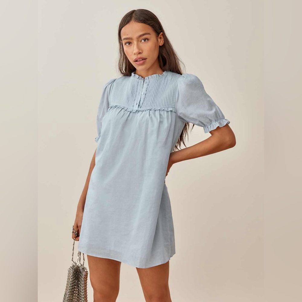 Reformation Light Blue Folly Dress *FLAWED* - Size Small - Picture 2 of 13